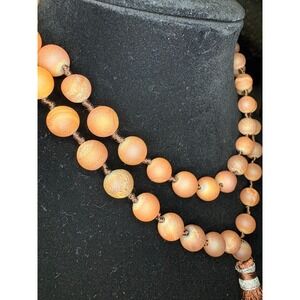 Orange Beaded Mala Necklace Tassel Boho Yoga Prayer Meditation 108 Beads